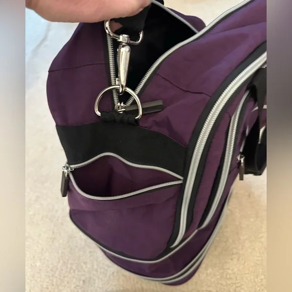 Biaggi Zipsak luggage under-seat expandable carry-on Purple bag roller wheels - Picture 7 of 9